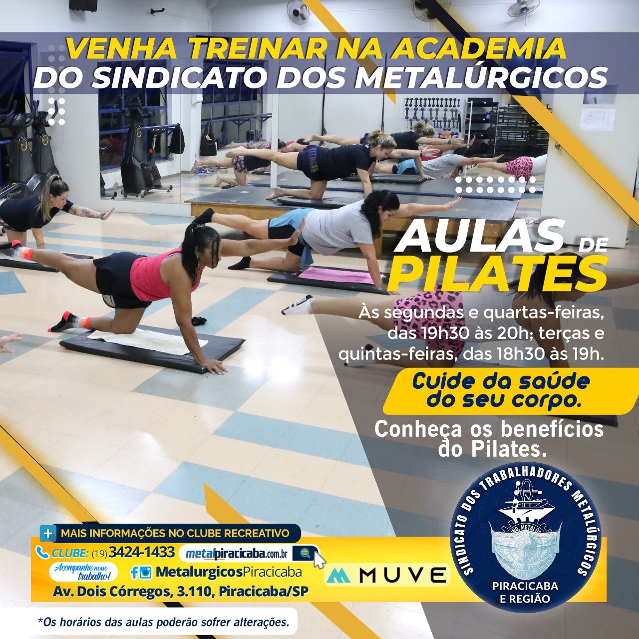 Aulas de Pilates  Sindicato dos Metalúrgicos de Piracicaba e Região